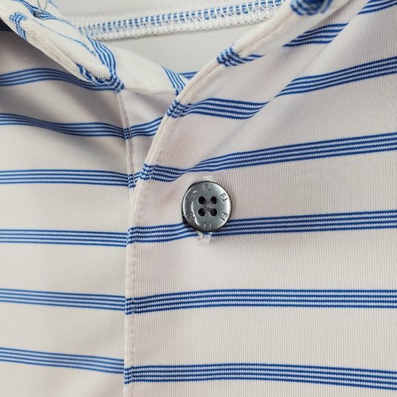 FootJoy Golf Polo Shirt Blue White Striped Mens XL Long Tail Stretch Perfotmance - Picture 4 of 10
